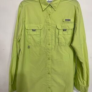 Columbia PFG Bright Green Button-Up Shirt
